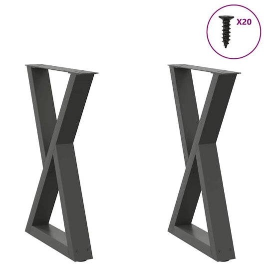 Gambe per Tavolo da Pranzo 2pz Antracite 50x(72-73,3)cm Acciaio - homemem39
