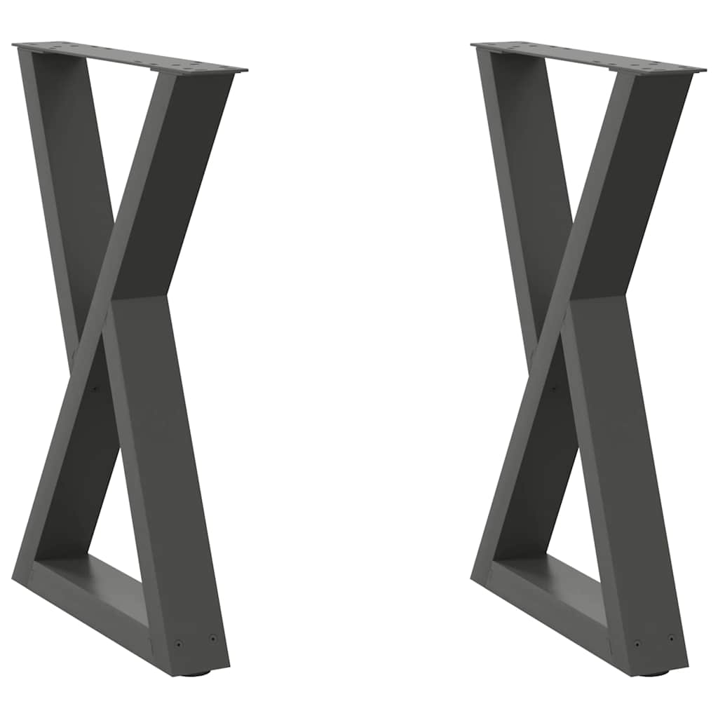 Gambe per Tavolo da Pranzo 2pz Antracite 50x(72-73,3)cm Acciaio - homemem39