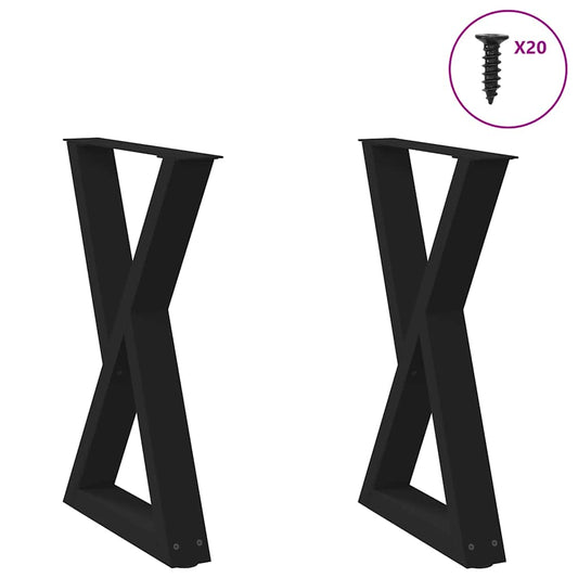 Gambe per Tavolo da Pranzo 2 pz Nero 60x(72-73,3) cm in Acciaio - homemem39