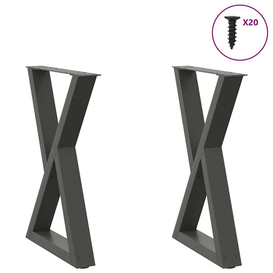 Gambe per Tavolo da Pranzo 2pz Antracite 60x(72-73,3)cm Acciaio - homemem39