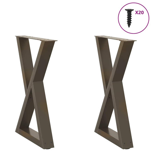Gambe per Tavolo da Pranzo 2 pz Naturale 60x(72-73,3)cm Acciaio - homemem39
