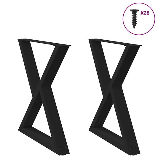 Gambe per Tavolo da Pranzo 2 pz Nero 70x(72-73,3) cm in Acciaio - homemem39