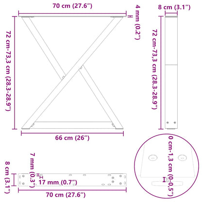 Gambe per Tavolo da Pranzo 2 pz Bianco 70x(72-73,3) cm Acciaio - homemem39