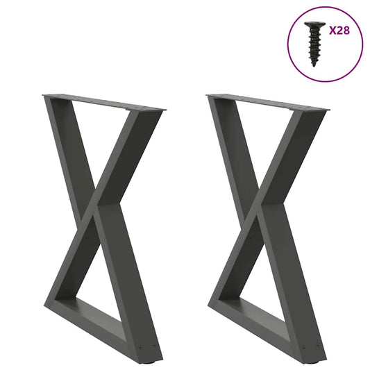 Gambe per Tavolo da Pranzo 2pz Antracite 70x(72-73,3)cm Acciaio - homemem39