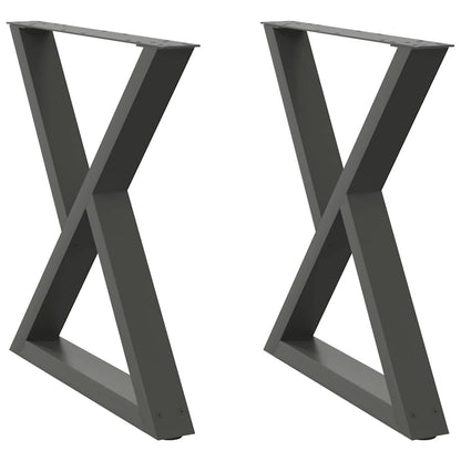 Gambe per Tavolo da Pranzo 2pz Antracite 70x(72-73,3)cm Acciaio - homemem39
