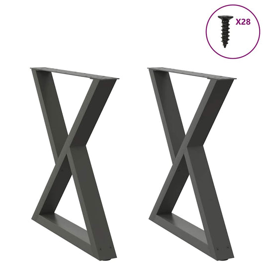 Gambe per Tavolo da Pranzo 2pz Antracite 80x(72-73,3)cm Acciaio - homemem39