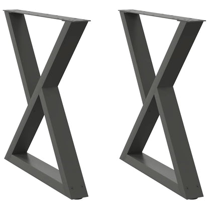 Gambe per Tavolo da Pranzo 2pz Antracite 80x(72-73,3)cm Acciaio - homemem39