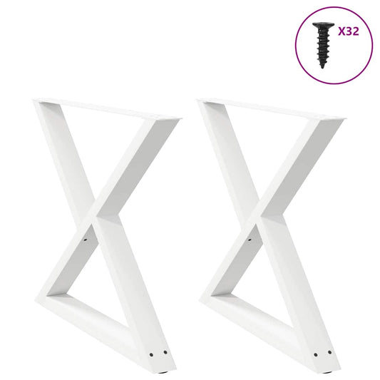 Gambe per Tavolo da Pranzo 2 pz Bianco 90x(72-73,3) cm Acciaio - homemem39