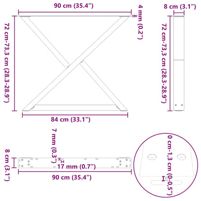 Gambe per tavolo da pranzo 2 pz bianche 90x(72-73,3) cm