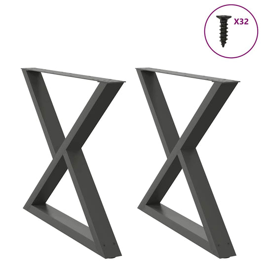 Gambe per Tavolo da Pranzo 2pz Antracite 90x(72-73,3)cm Acciaio - homemem39