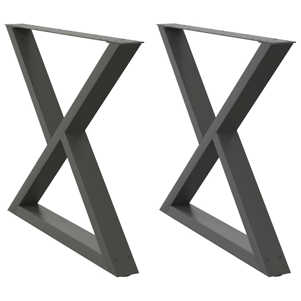 Gambe per Tavolo da Pranzo 2pz Antracite 90x(72-73,3)cm Acciaio - homemem39