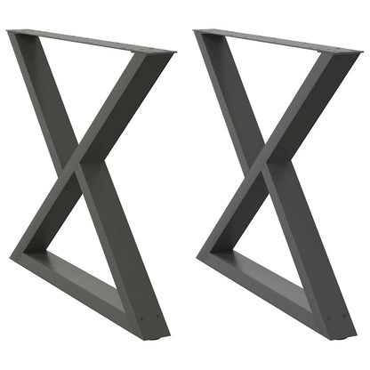 Gambe per Tavolo da Pranzo 2pz Antracite 90x(72-73,3)cm Acciaio - homemem39