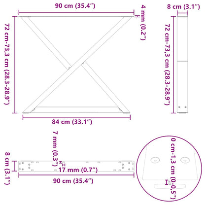 Gambe per Tavolo da Pranzo 2 pz Naturale 90x(72-73,3)cm Acciaio - homemem39