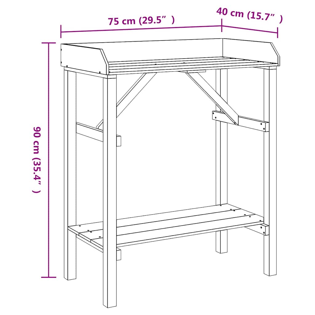 Supporti per piante con lo scaffale Marrone 75 x 40 x 90 cm