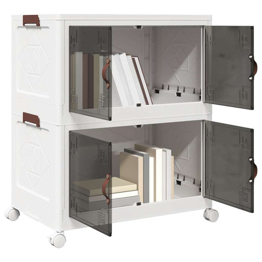 Scatola Portaoggetti con Ruote 2 Livelli 75 L 64x40x76 cm - homemem39