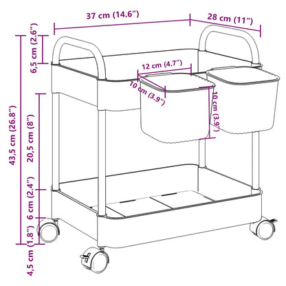 Carrello Portaoggetti a 2 Livelli 37x28x43,5 cm in Acrilico - homemem39