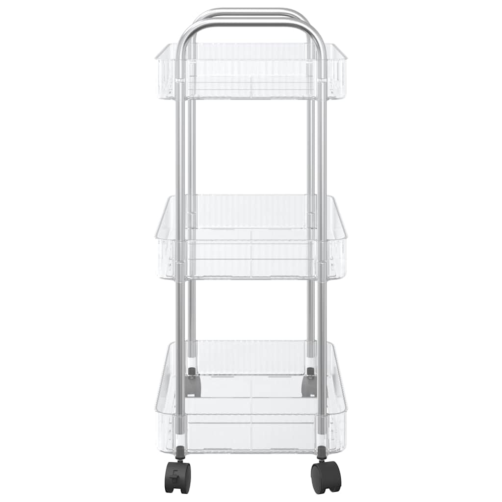 Carrello Portaoggetti a 3 Livelli 37x28x68 cm in Acrilico