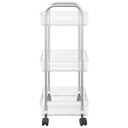 Carrello Portaoggetti a 3 Livelli 37x28x68 cm in Acrilico