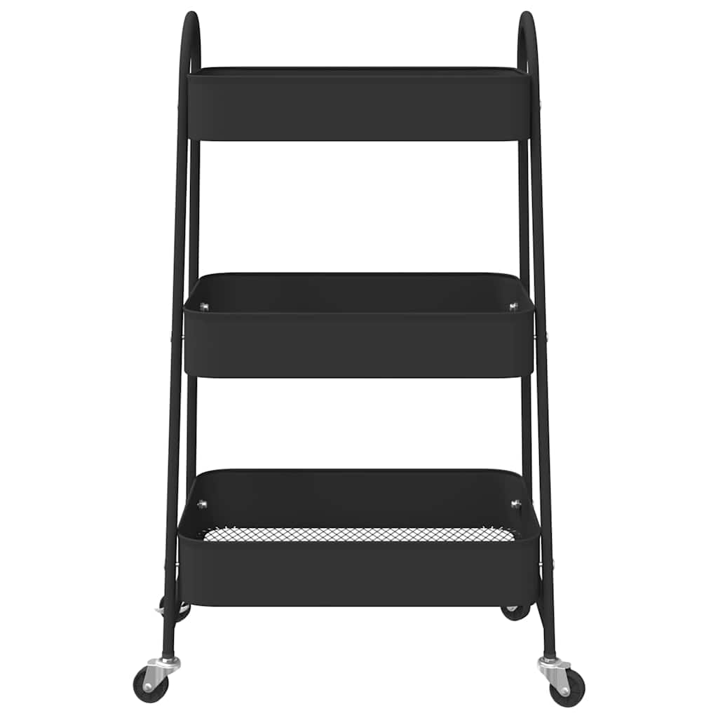 Carrello Portaoggetti a 3 Ripiani Nero 42x41,5x77 cm in Acciaio - homemem39