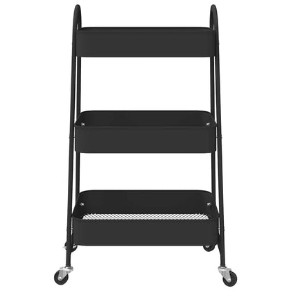 Carrello Portaoggetti a 3 Ripiani Nero 42x41,5x77 cm in Acciaio - homemem39