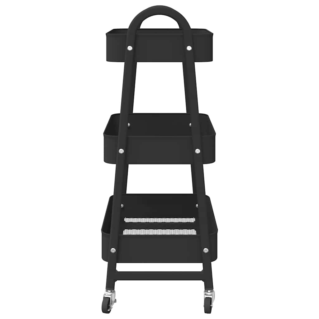 Carrello Portaoggetti a 3 Ripiani Nero 42x41,5x77 cm in Acciaio - homemem39