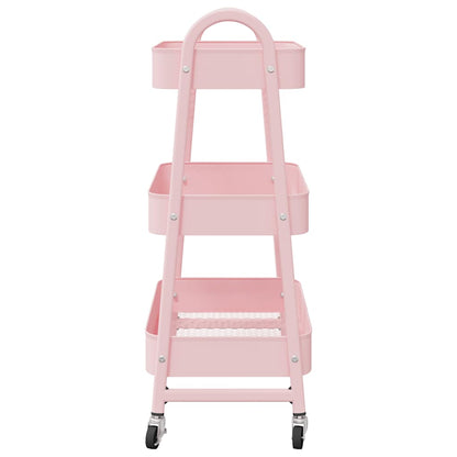 Carrello Portaoggetti a 3 Ripiani Rosa 42x41,5x77 cm in Acciaio - homemem39