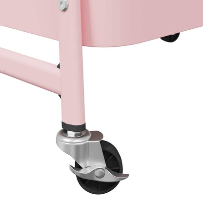 Carrello Portaoggetti a 3 Ripiani Rosa 42x41,5x77 cm in Acciaio - homemem39