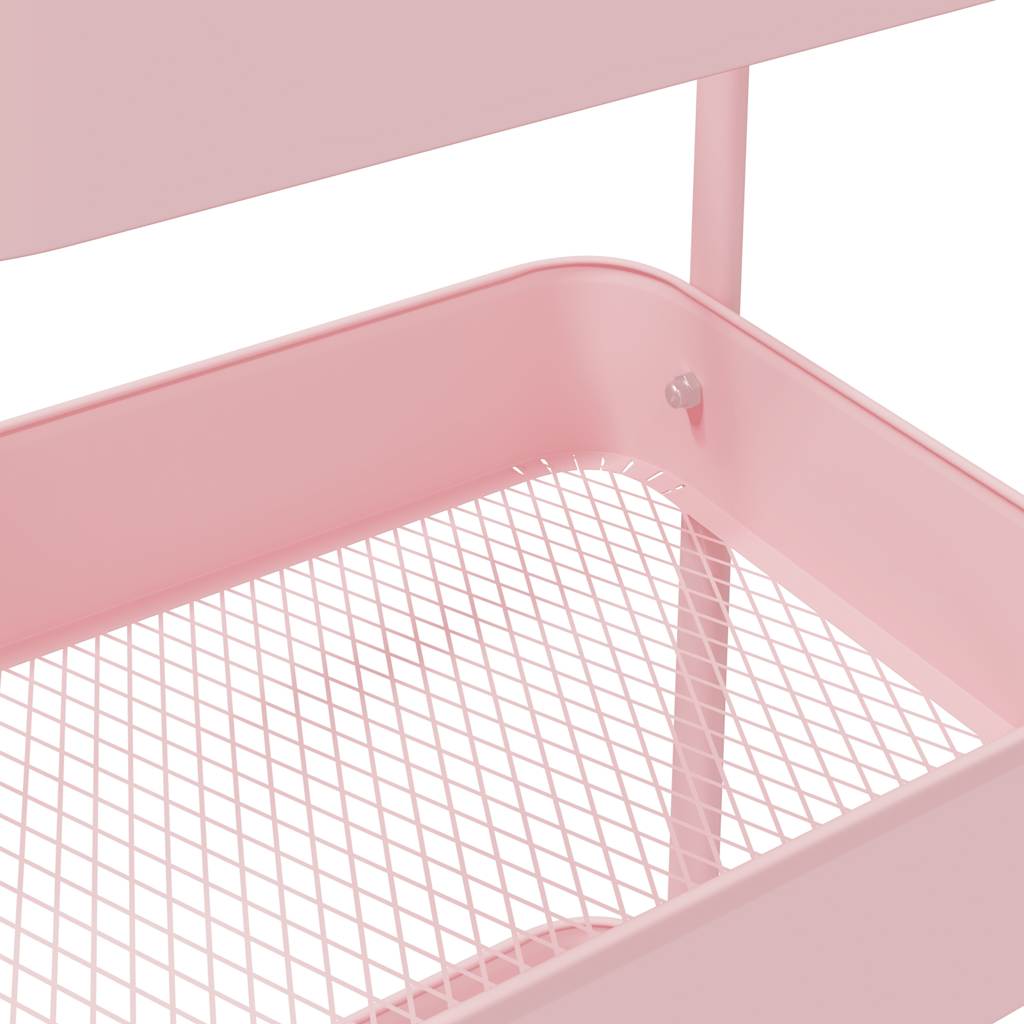 Carrello Portaoggetti a 3 Ripiani Rosa 42x41,5x77 cm in Acciaio - homemem39