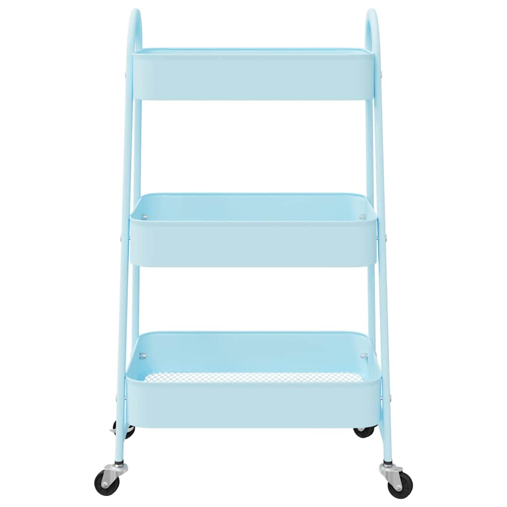 Carrello Portaoggetti a 3 Ripiani Blu 42x41,5x77 cm in Acciaio