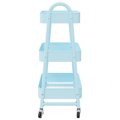 Carrello Portaoggetti a 3 Ripiani Blu 42x41,5x77 cm in Acciaio