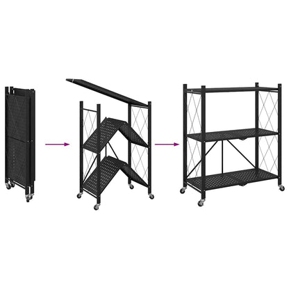 Scaffale Portaoggetti su Ruote Nero 71x34x88 cm in Acciaio - homemem39