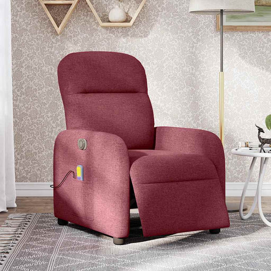 Poltrona Massaggiante Reclinabile Elettrica Rosso Vino Tessuto