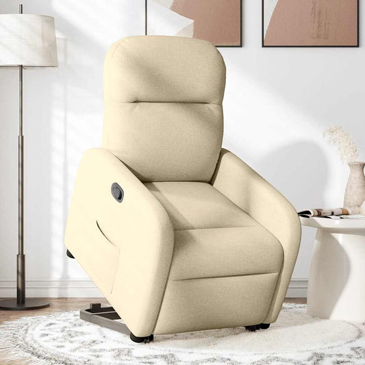 Poltrona Alzapersona Reclinabile Crema in Tessuto - homemem39