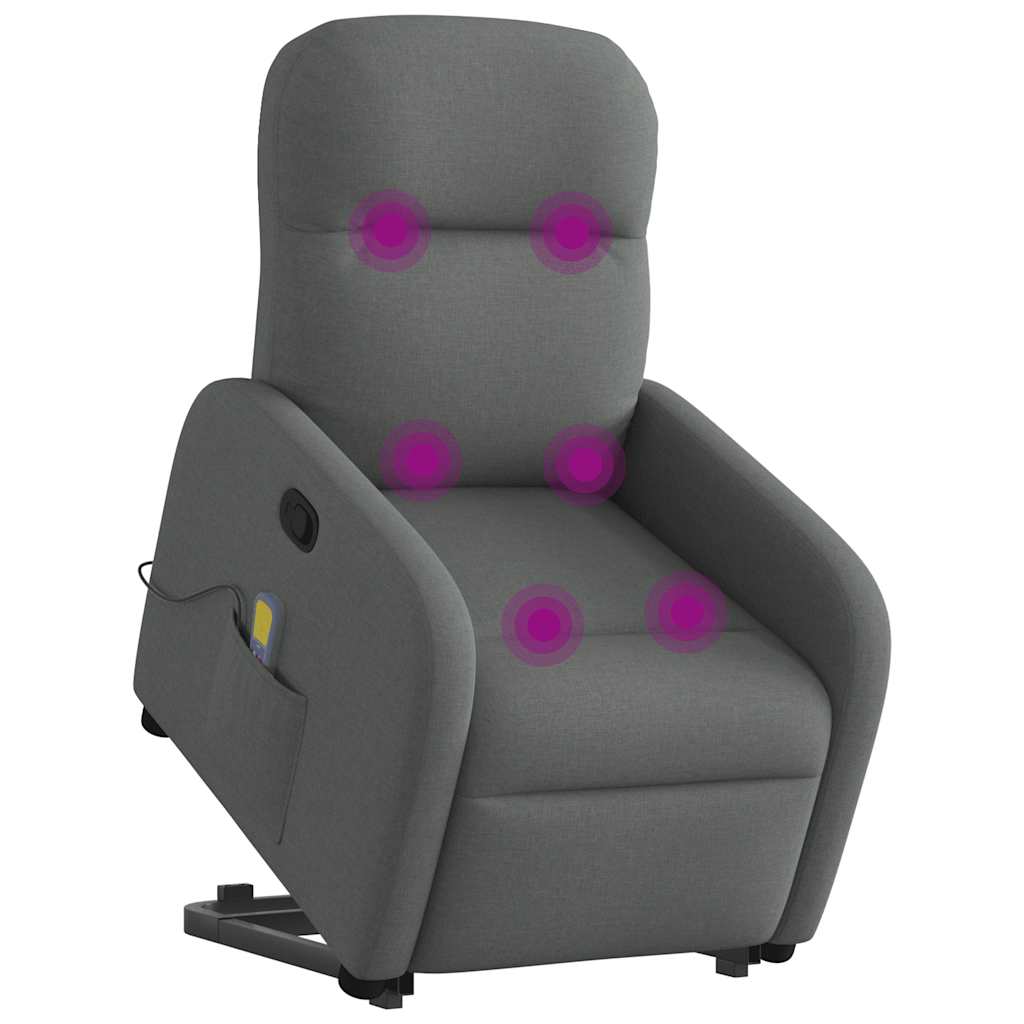 Poltrona Alzapersona Massaggi Reclinabile Grigio Scuro Tessuto | homemem39