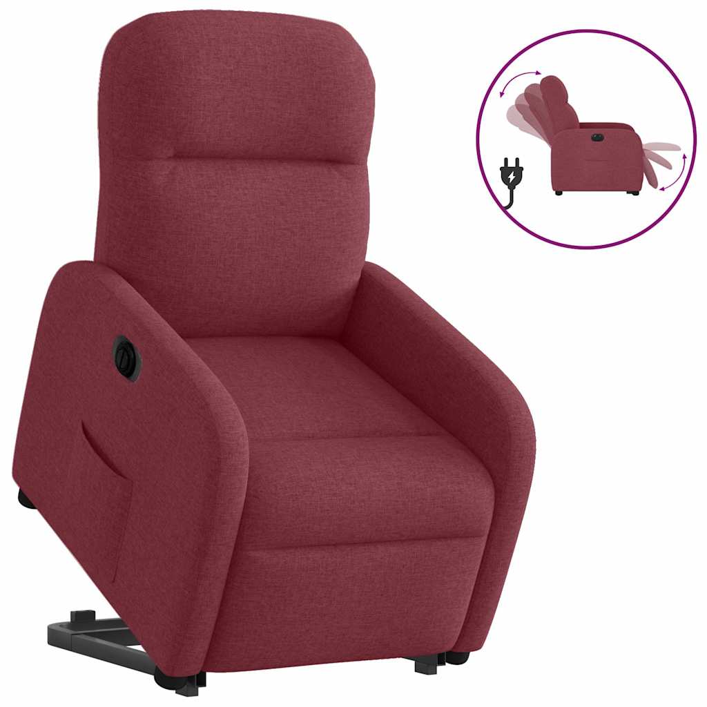 Poltrona Alzapersona Reclinabile Elettrica Rosso Vino