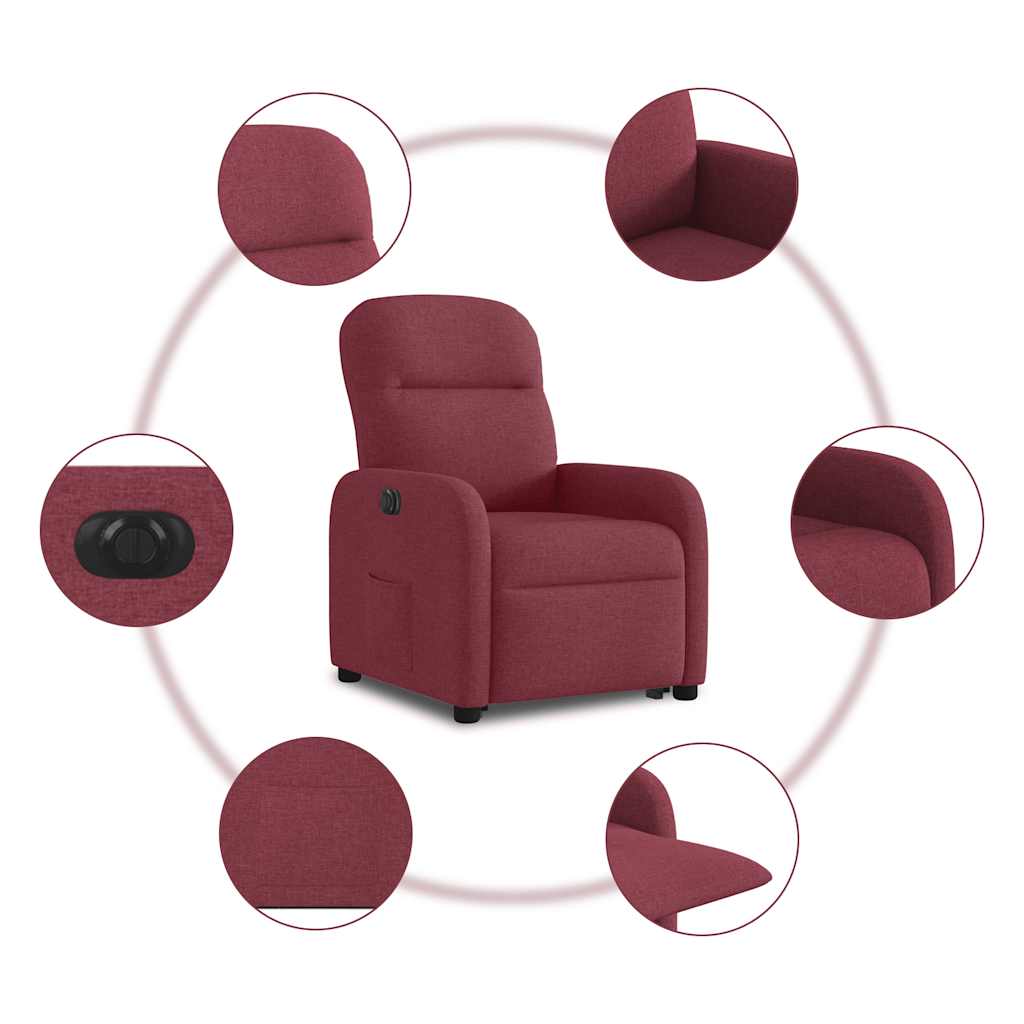 Poltrona Alzapersona Reclinabile Elettrica Rosso Vino Tessuto | homemem39