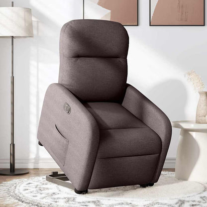 Poltrona Alzapersona Reclinante Elettrica Marrone Scuro Tessuto - homemem39