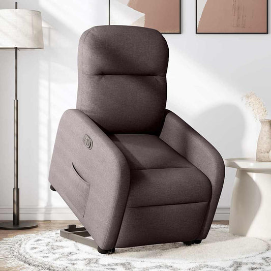 Poltrona Alzapersona Reclinante Elettrica Marrone Scuro Tessuto - homemem39