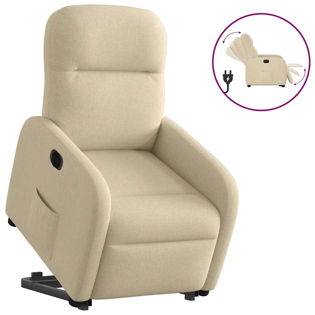 Poltrona Alzapersona Reclinabile Elettrica Crema in Tessuto - homemem39