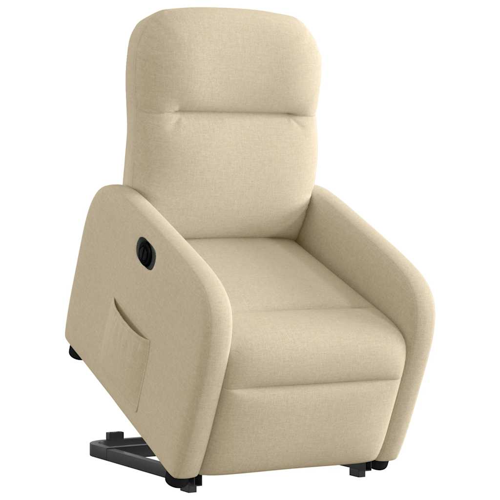 Poltrona Alzapersona Reclinabile Elettrica Crema in Tessuto - homemem39