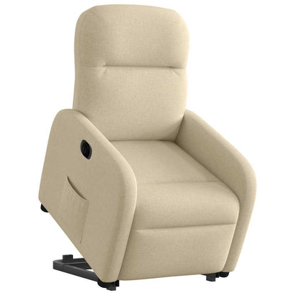Poltrona Alzapersona Reclinabile Elettrica Crema in Tessuto - homemem39
