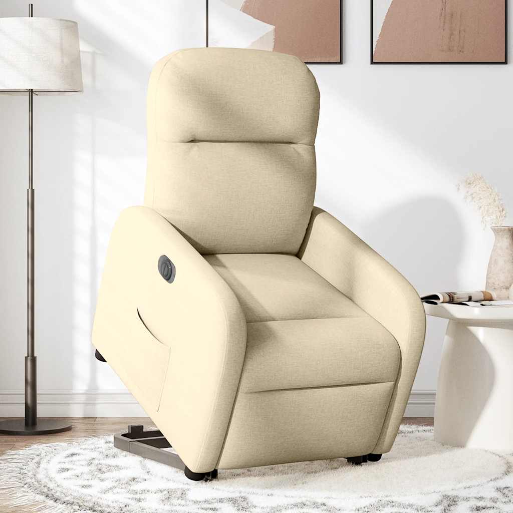 Poltrona Alzapersona Reclinabile Elettrica Crema in Tessuto - homemem39
