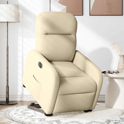 Poltrona Alzapersona Reclinabile Elettrica Crema in Tessuto - homemem39