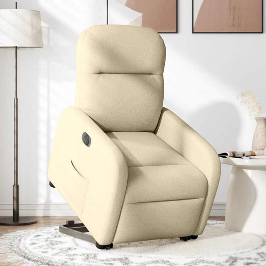 Poltrona Alzapersona Reclinabile Elettrica Crema in Tessuto - homemem39