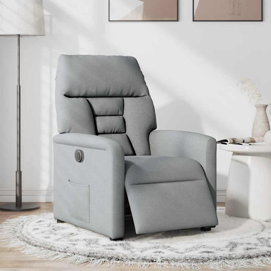 Poltrona Elettrica Reclinabile Grigio Chiaro in Tessuto - homemem39