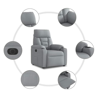 Poltrona Elettrica Reclinabile Grigio Chiaro in Tessuto - homemem39