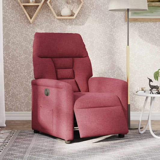 Poltrona Elettrica Reclinabile Rosso Vino in Tessuto - homemem39