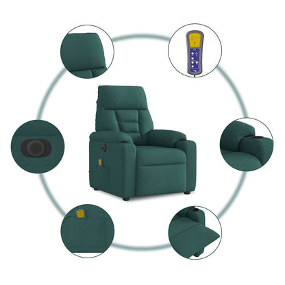 Poltrona Massaggiante Reclinabile Elettrica Verde Scuro Tessuto - homemem39