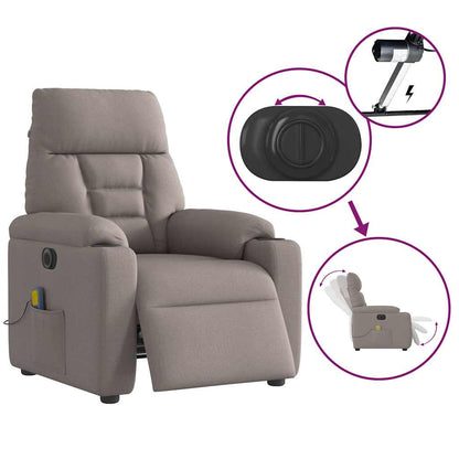 Poltrona Massaggiante Reclinabile Elettrica Tortora in Tessuto - homemem39