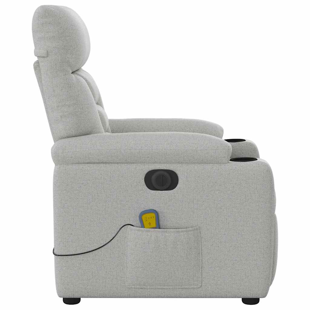 Poltrona Reclinabile Massaggio Elettrica Grigio Nuvola Tessuto - homemem39